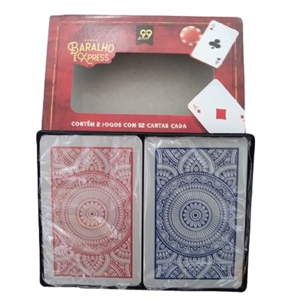Jogo de Baralho 2 Unidades Cada Uma Contendo 52 Cartas Vermelho e Azul ...