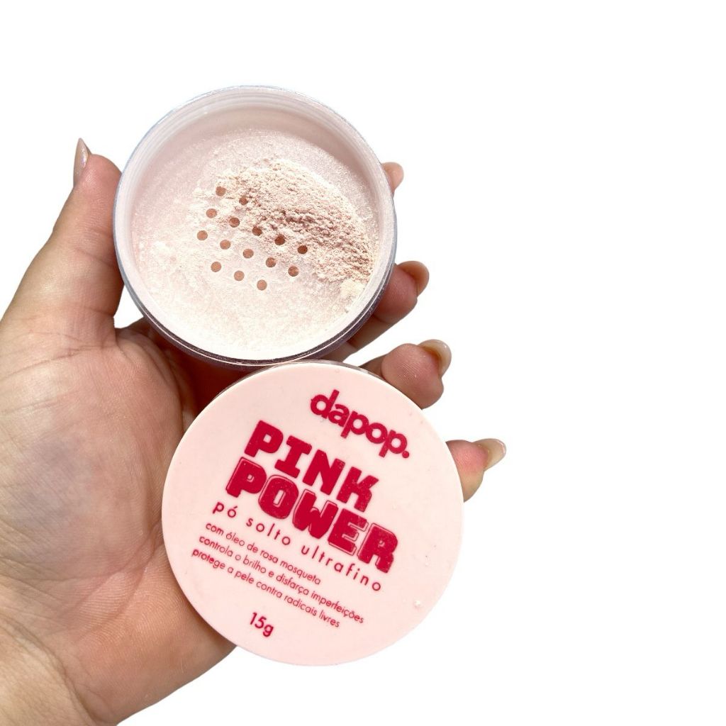 Pó Rosa solto Ultrafino Pink Power da Dapop com Óleo de Rosa Mosqueta ...