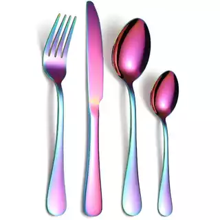 Faca Garfo Colher e Colher de Sobremesa Furta Cor Rainbow 4 Peças Supla