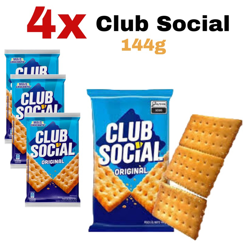 Kit 4 Club Social 144g Original_ Club social Atacado Kt biscoitos ...