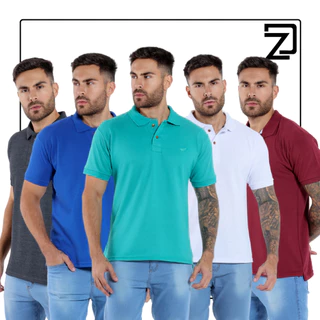 Kit 5 Camisa Polo Masculina Básica Varias Cores