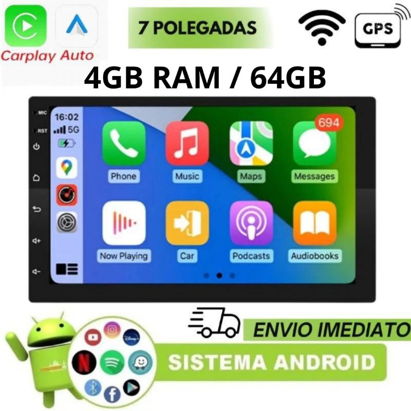 Promoção Central Multimídia 2DIN Android 7 polegadas Carplay ...