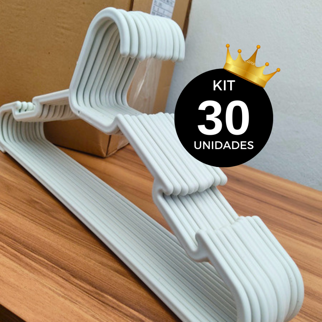 Kit 30 cabide branco para roupas Cabides adulto resistentes 30 unidades ...