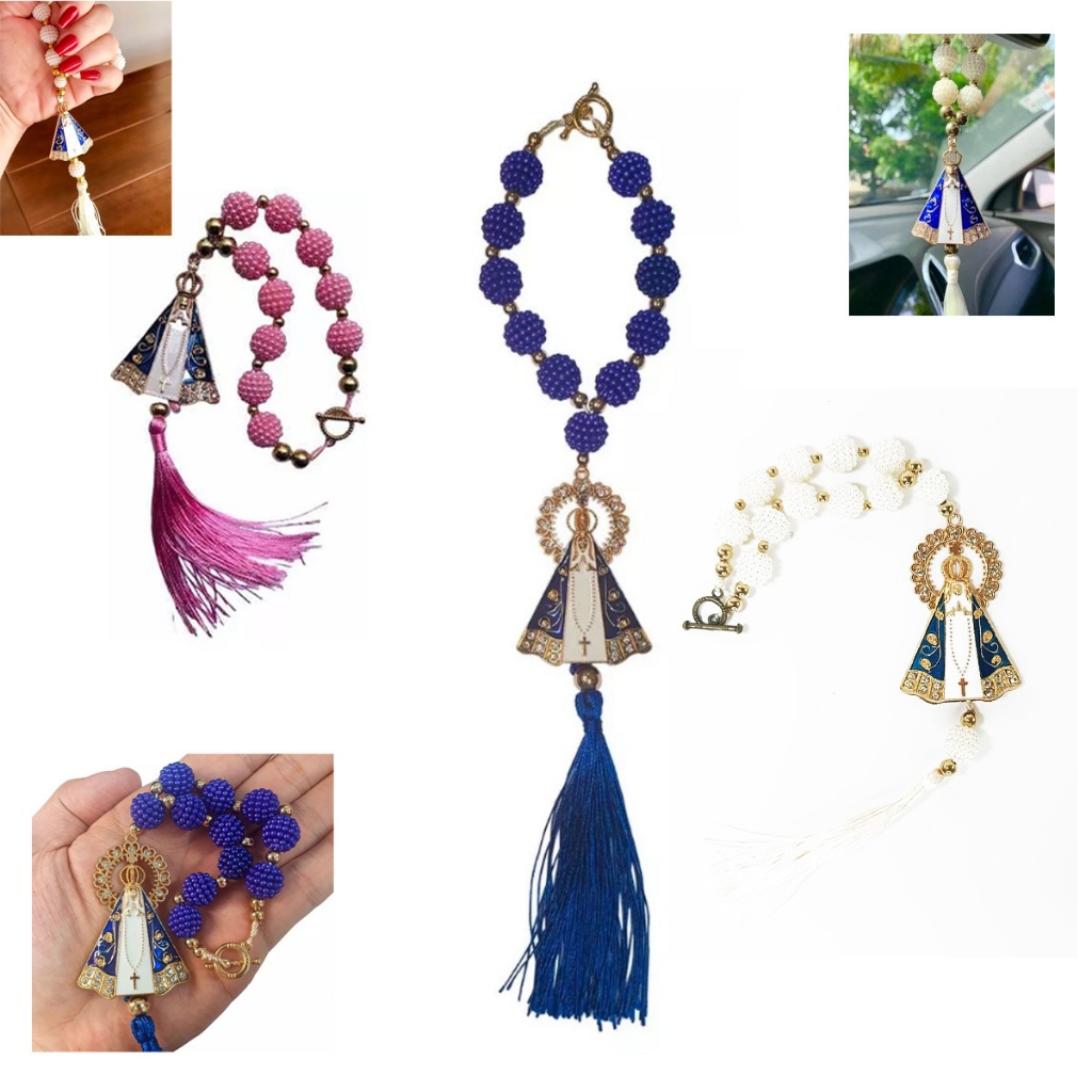 Terço Dezena Para Carro Retrovisor Nossa Senhora Aparecida Varias Cores