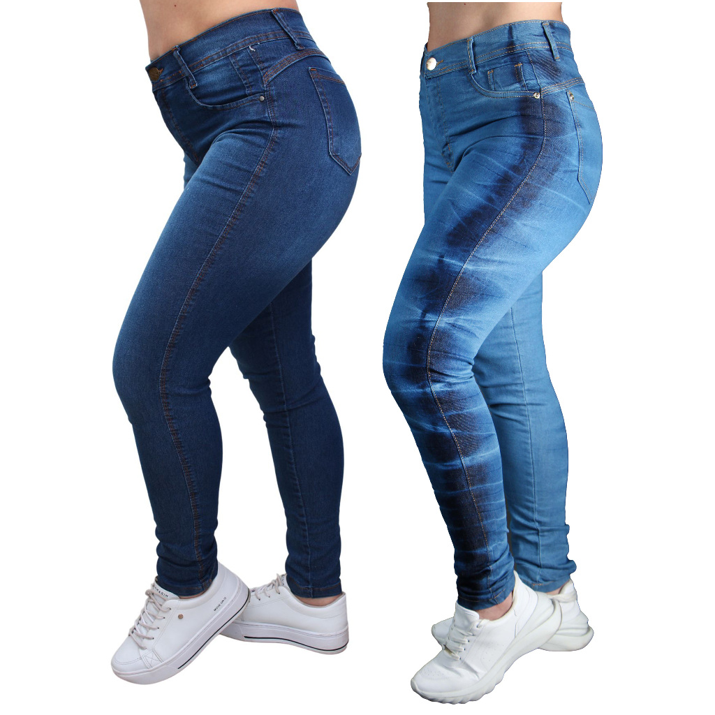 Calça Feminina Jeans Cintura Alta Rasgado Azul - Compre Agora Online