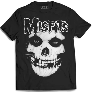 Camiseta de Banda de Rock Punk Misfits Camisa Preta PB
