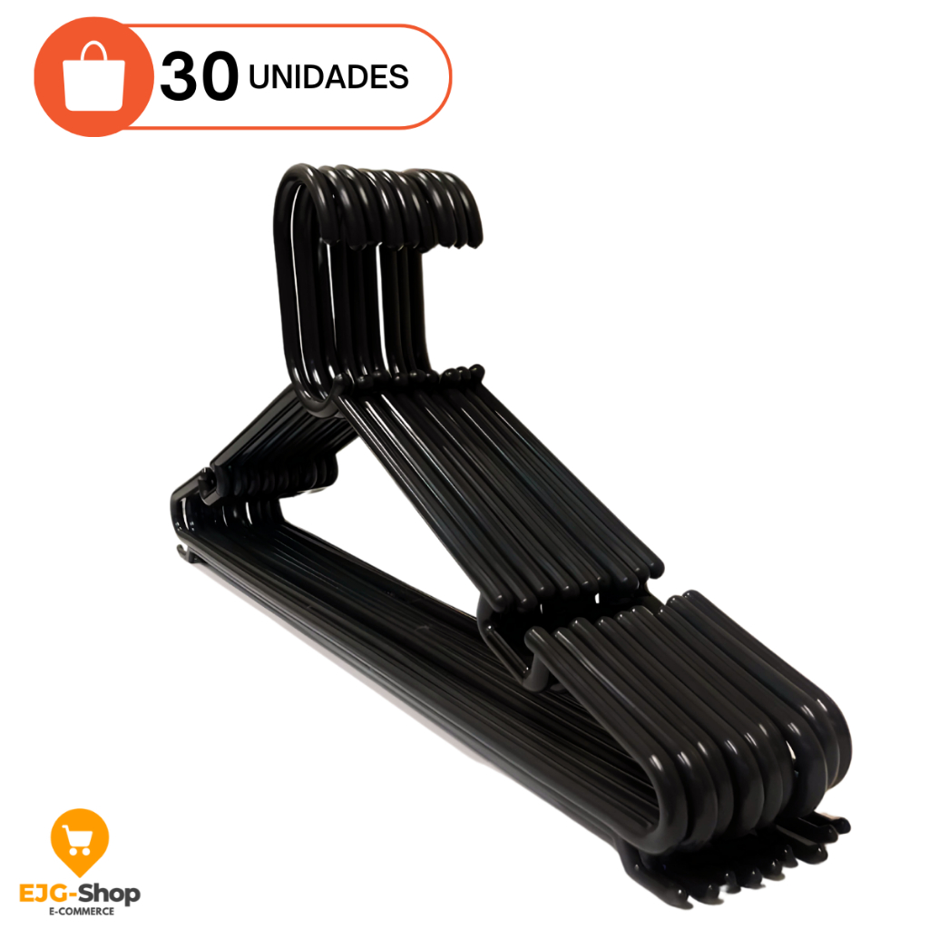 Kit 30 Cabides Preto Reforçado Adulto Linha Premium Envio Imediato