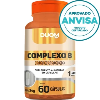 Vitaminas Complexo B ( B1 B2 B3 B5 B6 B7 B9 B12 ) - 60 Cápsulas 400mg - DUOM