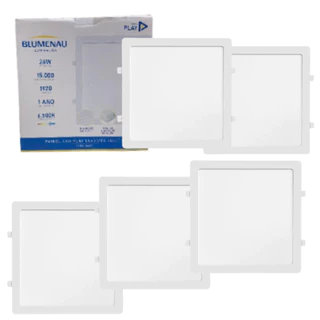 Kit C/ 5 Painel De Led 24w Emb Quadrado 6500k Alum Biv.