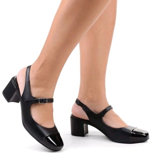 Mule Scarpin Salto Bloco Feminino Mary Jane Confortável Macio