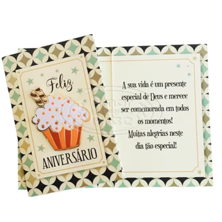 Cartão de Felicitações Aniversário com Música (QR Code) 7,5 x 11,0cm com Envelope, Agência de Ideias - 1 Unid.