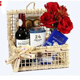 Kit 2 Cesta Baú de Palha n1 n2 Cesta de páscoa presente dia dos namorados natal