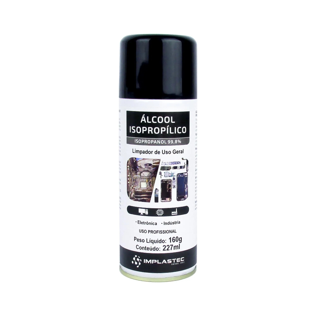 Spray Álcool Isopropílico Implastec 227ml - Limpeza De Placas E Eletrônicos