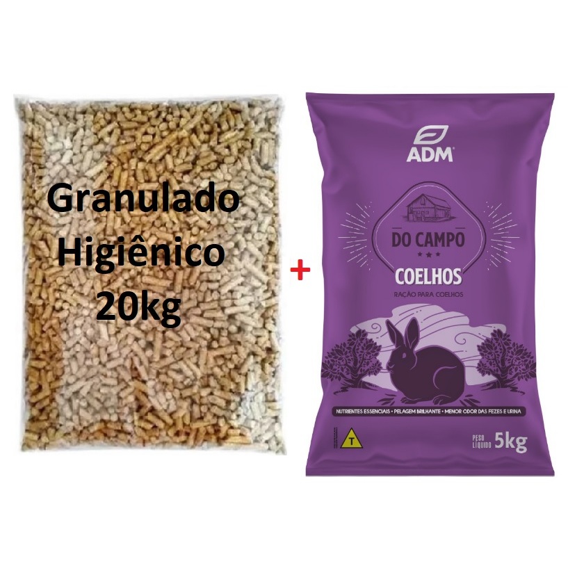 20kg Granulado Higienico 5kg Ração Coelho ADM Coelho do Campo | Shopee ...