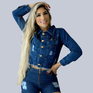 Jaqueta Jeans Feminina Escura
