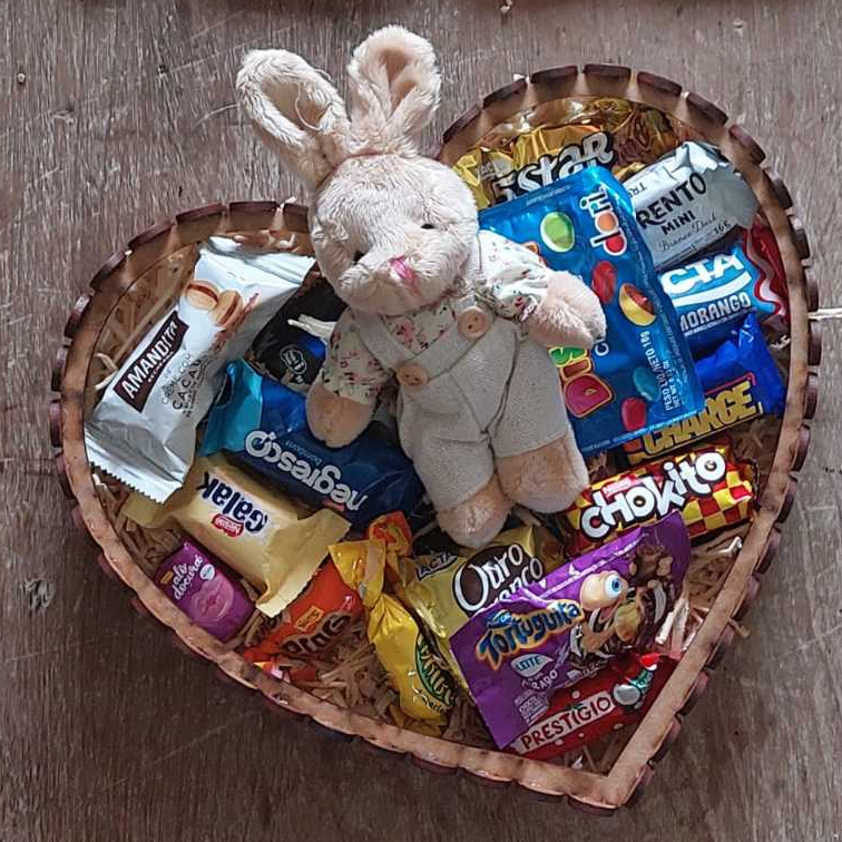 Chocolate Cesta Coração Presente Namorados Páscoa 16 Bombons.