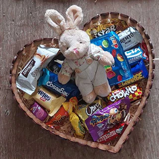 Chocolate Cesta Coração Presente Namorados Páscoa 16 Bombons.