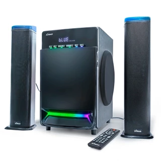 Caixa De Som Subwoofer 2.1 Bluetooth Usb Sd P2 Pc Celular Tv 1000W Com Controle 2 entradas P10 Xtrad