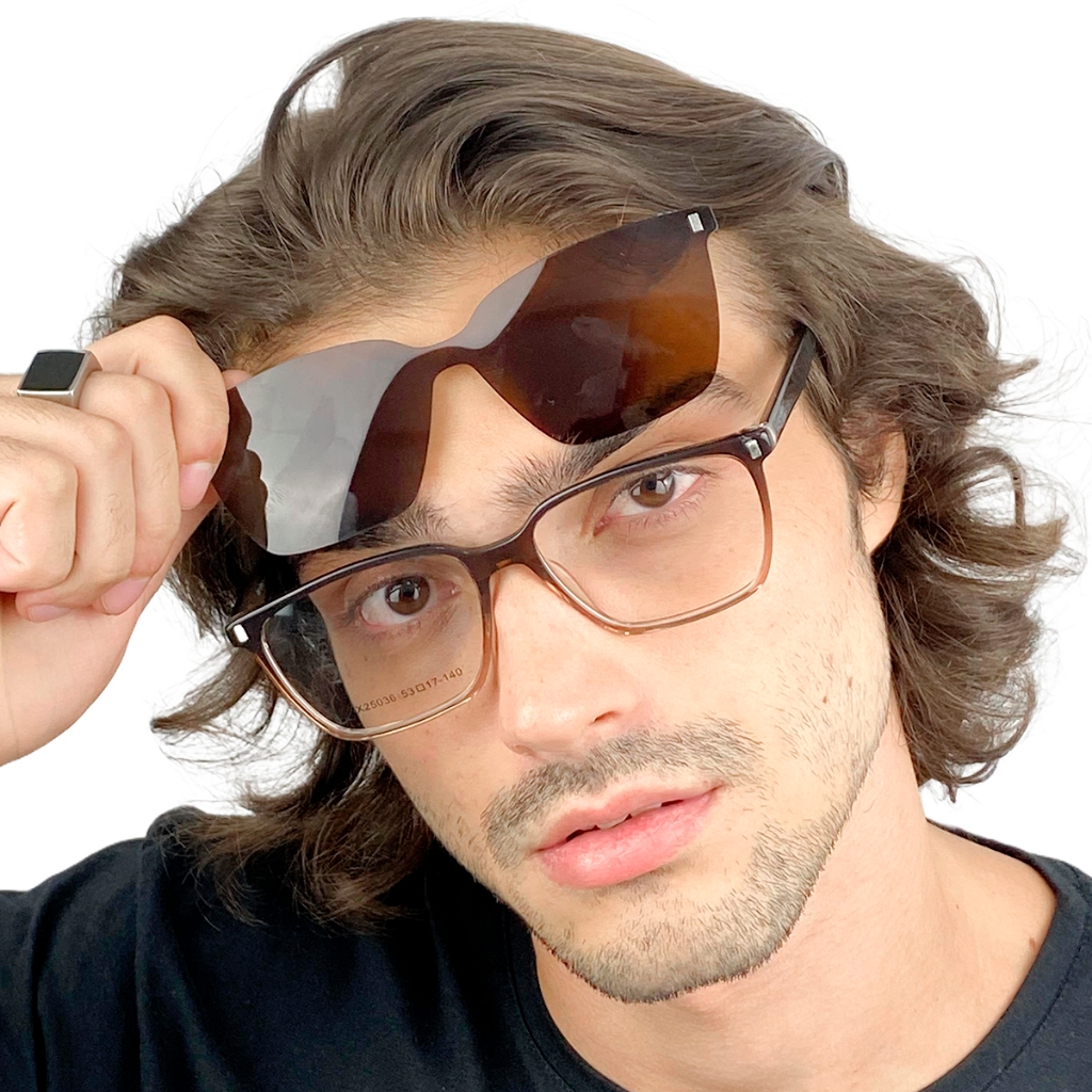 Armação Masculina + Clipon Polarizado Retro Cm169