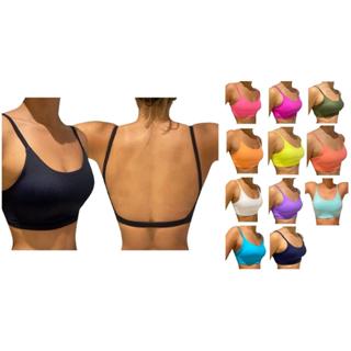 Top Ginastica Costas aberta C/ Bojo 100% poliamida Academia - Fitness - Corrida - Beach Tenis - Futevolei - Crossfit