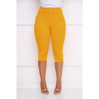 Calça Feminina Capri Malha Crepe Cintura Alta