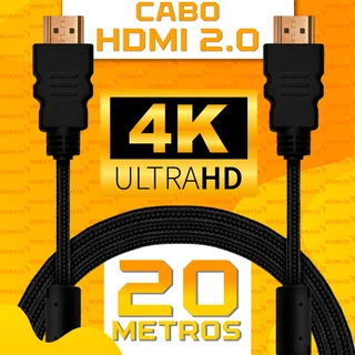 Cabo HDMI 20 Metros Ultra 4K Trançado Gold Versão 2.0 HDR 3D 2160p