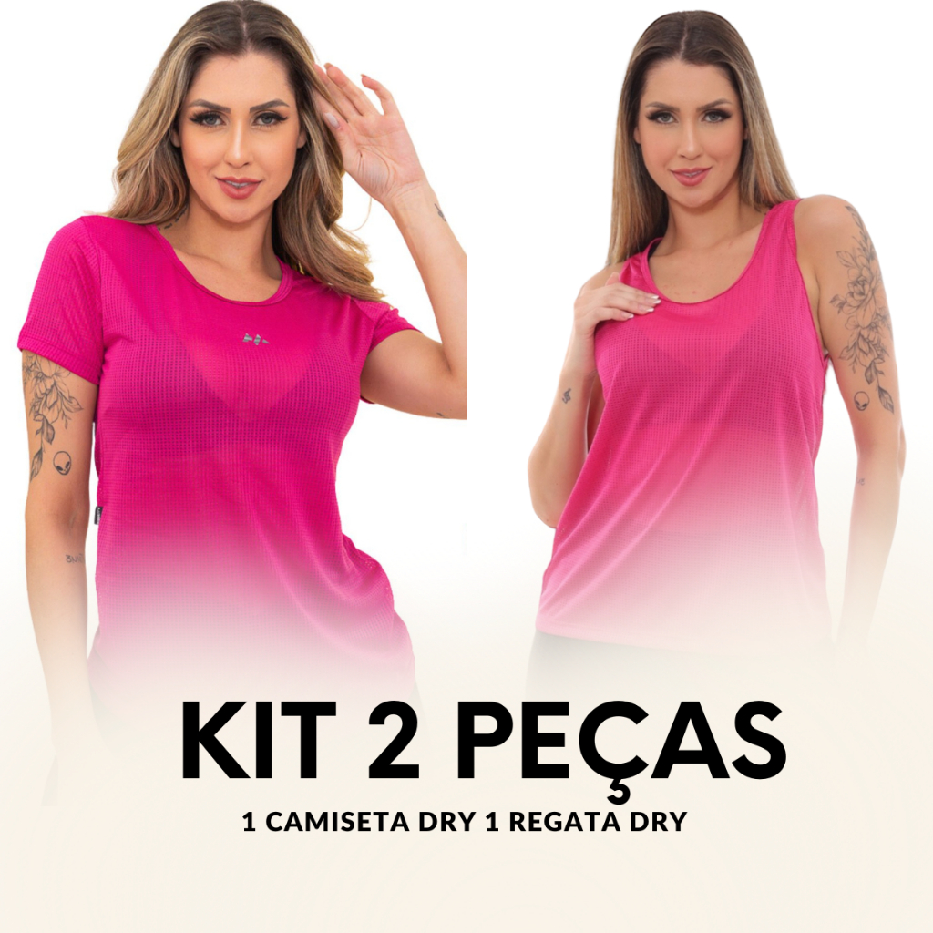 Kit 2 Peças 1 Camiseta 1 Regata Dry Fit Tecido Respiravel