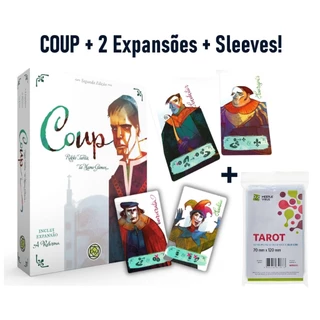Jogo COUP + 2 Expansões Burguês & Benfeitor + Bufão & Burocrata + Sleeves - Grok Português-BR