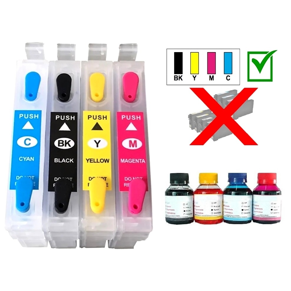 Cartucho recarregavel Epson XP214 XP241 XP231 XP431 XP441 programa chave, tintas