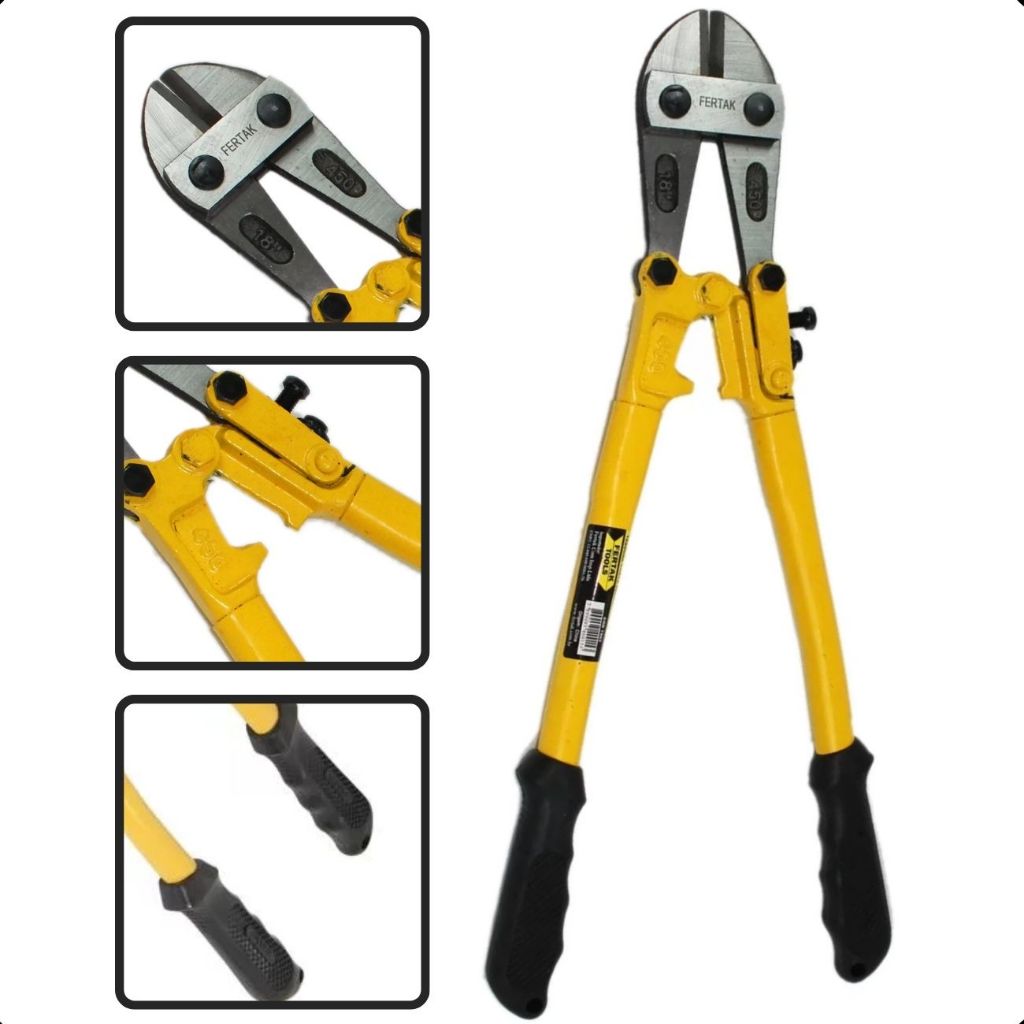 Tesoura de Cortar Vergalhão Aço Ferro Arame Cadeado Zinco Chapa Galvanizada Calha Aluminio Tubo Lata Alicate Grande Tesourão Corta Polegadas Fácil Cabo Emborrachado Marca Profissional Fertak Ferramentas