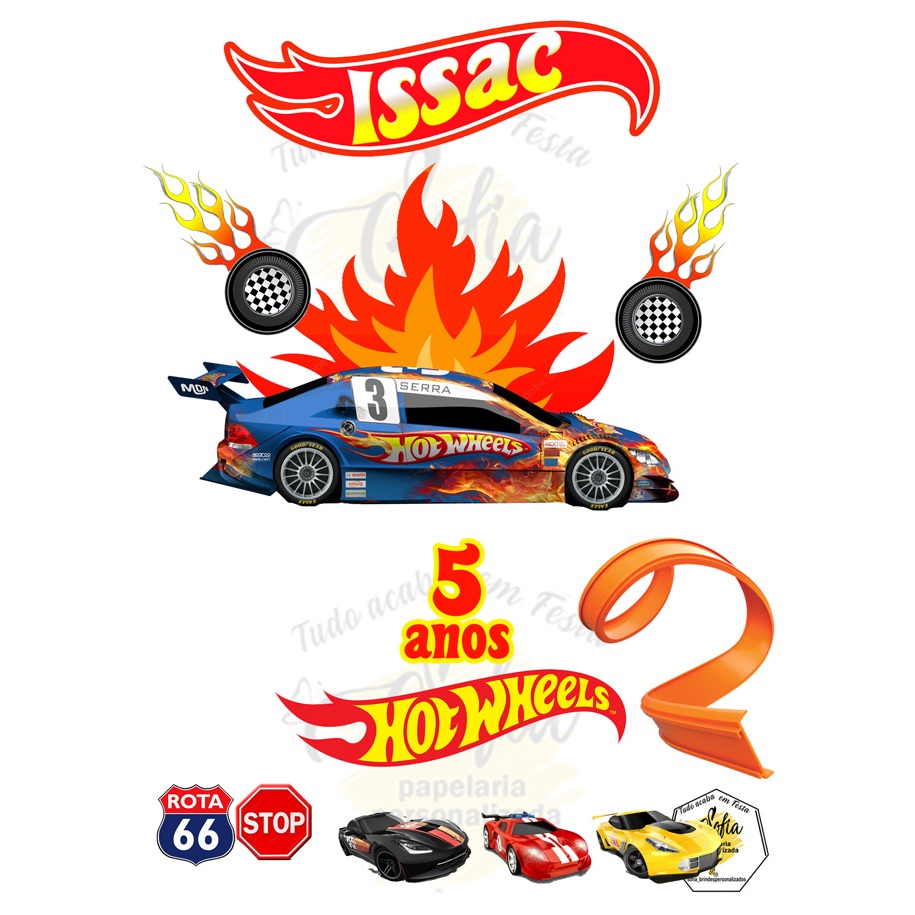 Topo de Bolo Hot wheels toper PERSONALIZADO | Shopee Brasil