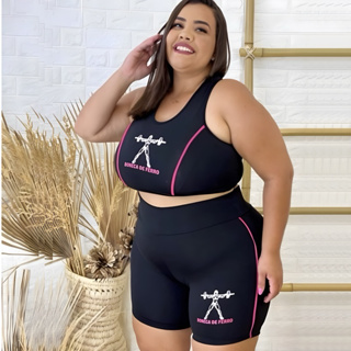 Kit Roupa De Academia Feminina 5 Conjunto Plus Size Cós Alto