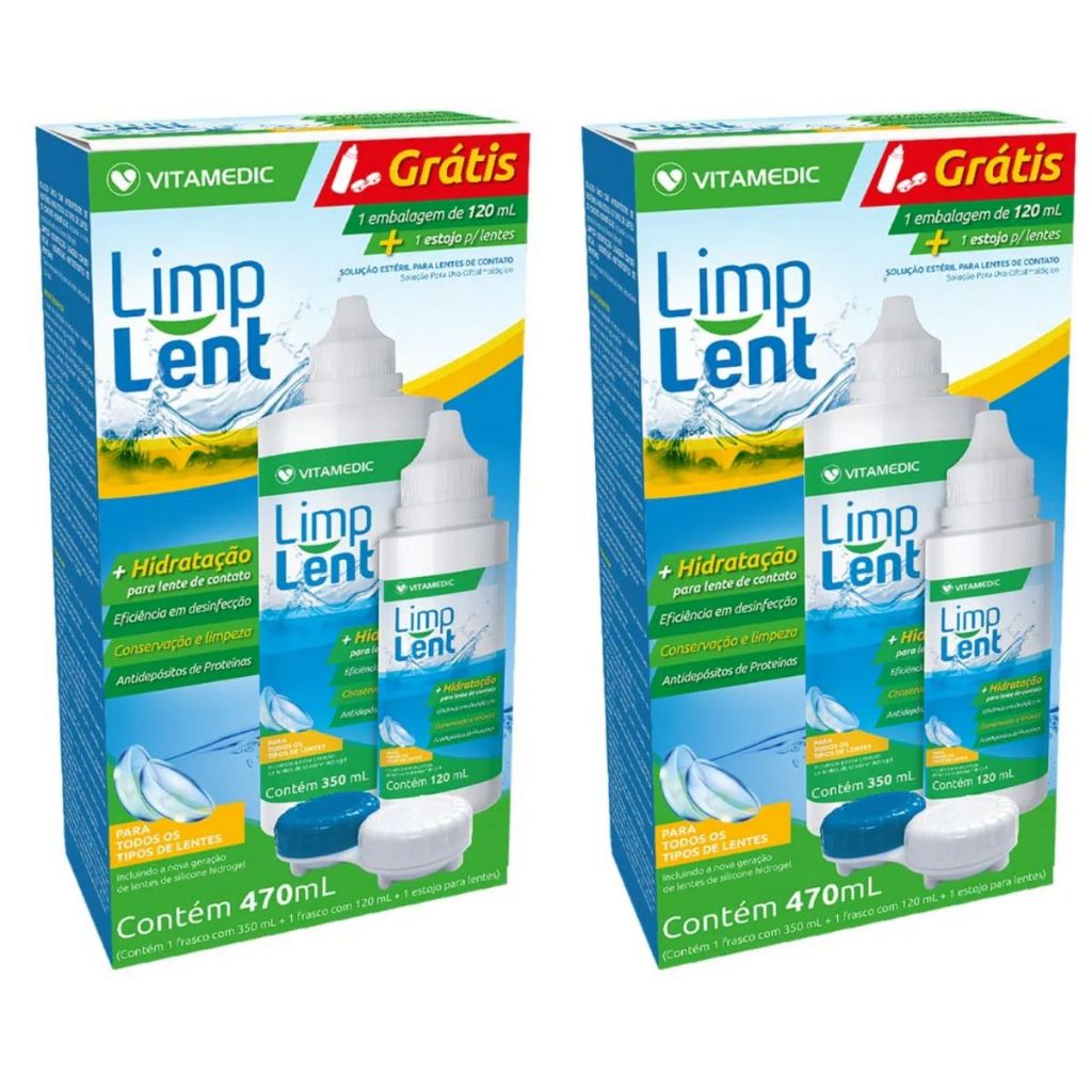 Bio Lentes Limp Lent 470ml solucao para lentes de contato Kit 2 ...