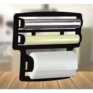 Suporte Cozinha 4x1 Plástico / Porta Papel Toalha / Alumínio / Filme De Pvc Gancho para utensílios