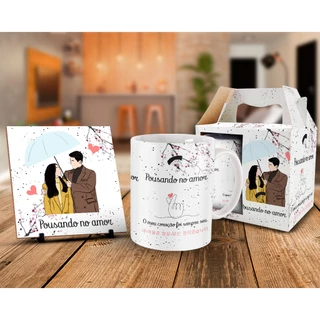 Caneca Dorama Pousando no Amor + Kit Personalizado com Nome