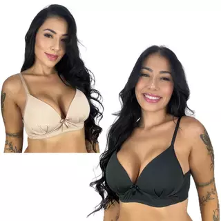 Kit 2 Sutiã com Bojo Soft Sem Aro Conforto Liso Lingerie