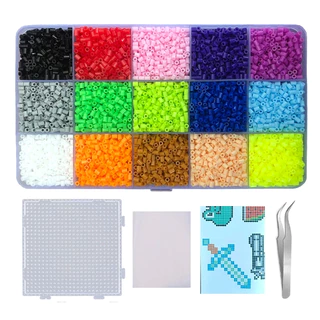 Perler Hama Beads 2,6mm, kit 9500Peças, Mini Pegboard, Pinça E Papel Para Passar.