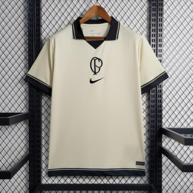 Camiseta de time Corinthians Bege polo futebol 2023-2024 masculina