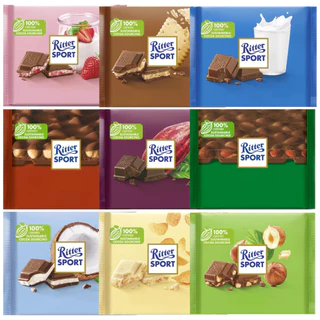 O Chocolate Mais Vendido da Alemanha - Ritter Sport Importado 100g - Diversos Sabores