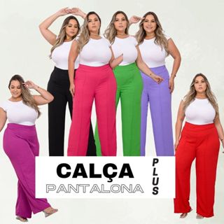 CALÇA WIDE LEG DE LINHO - Plus Size Bella Bia