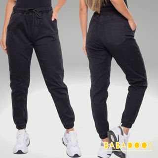 Calça Jogger Feminina Com Lycra Elastano Sarja Color