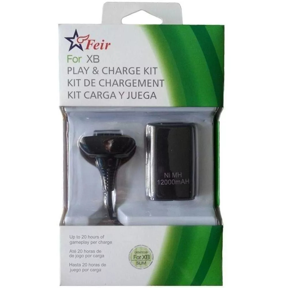 Bateria Para Controle Xbox 360 Ni Mh 120000mah C/ Cabo