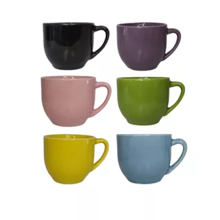 CONJUNTO COM 6 XÍCARAS DE PORCELANA PARIS COLORIDAS 170 ML