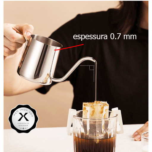 Chaleira Bico Fino Bico de Gança Para Servir Inox 250ml ou 350ml