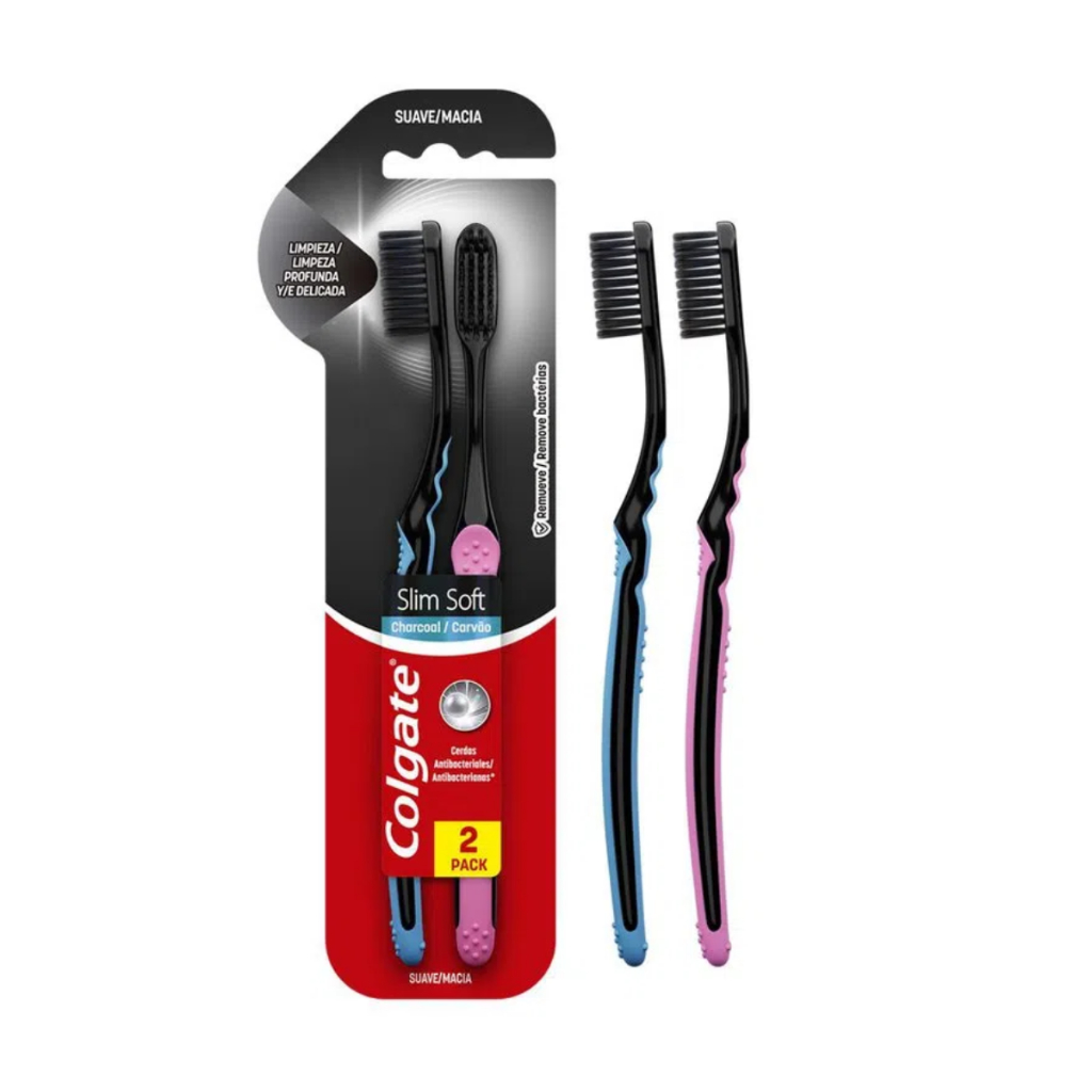 Escova Dental Colgate Slim Soft Black Macia Com 2 unidades | Shopee Brasil