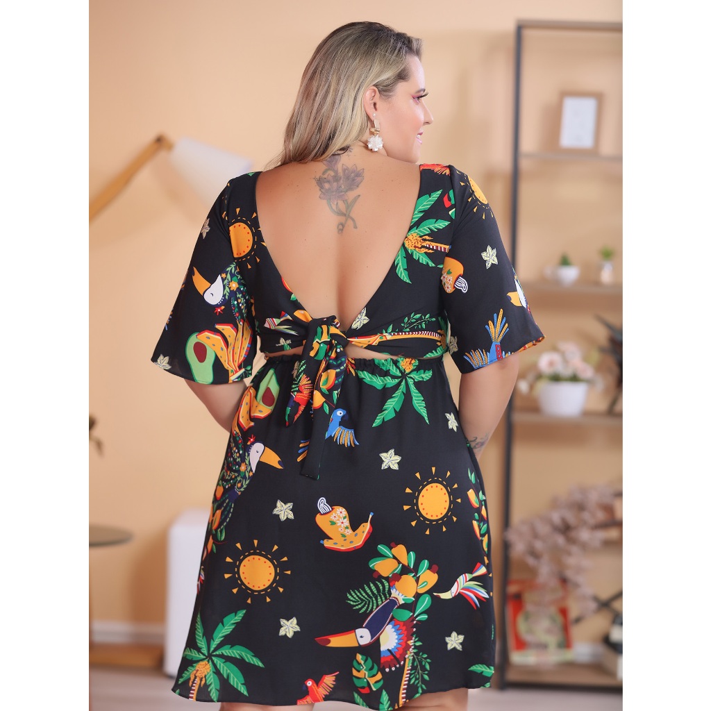 Vestido Plus Size Feminino Curta Estampado Tamanho G1G2