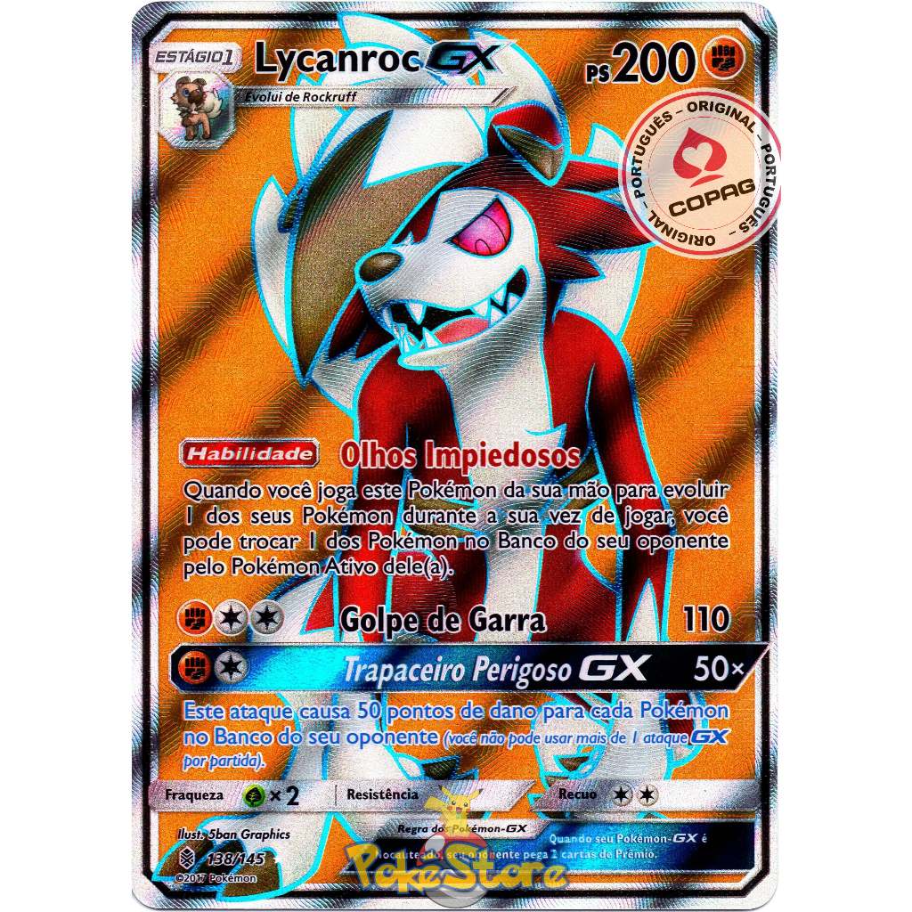 Carta Pokemon Lycanroc GX Portugus Card Original Copag | Shopee Brasil