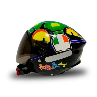Capacete Aberto Feminino Masculino Liberty New 3 Moto Personalizado Turtle Tartaruga Vr com Viseira Fume