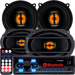 Kit Som Automotivo Som Porta Original Falante 6x9 Polegadas + 5 Polegadas JbFlex + Rádio Bluetooth Carro Mp3 Usb 220w