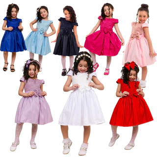 vestido de festa infantil, batizado, daminha, formatura, natal, branco, vermelho, verde, marsala, amarelo..